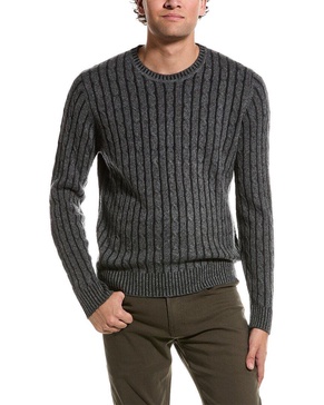plaited cable cashmere crewneck sweater