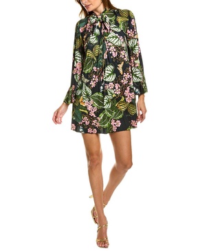 Oscar de la Renta Mixed Botanical Jersey Silk-Trim Shift Dress