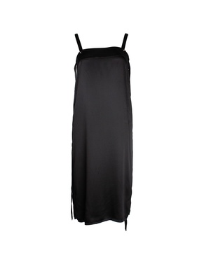 sleeveless straight dress in black silk