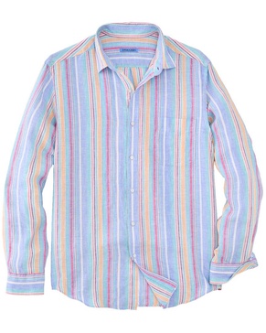 J.McLaughlin Multi Stripe Gramercy Linen Woven Shirt