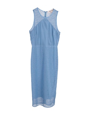 lace sheath dress in sky blue polyester