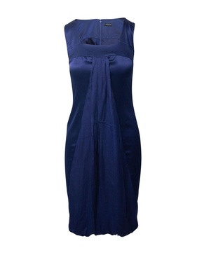 drape dress in navy blue silk