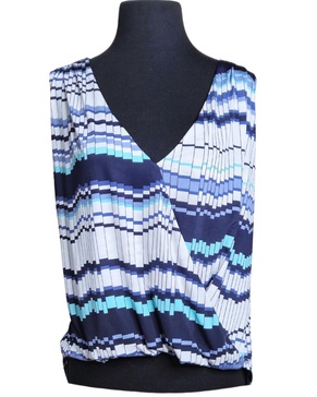 printed v-neck surplice tank top in multi