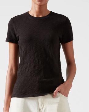 slub jersey crew neck tee in black