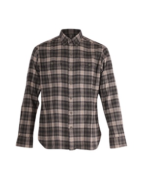 checked print long sleeve button front shirt in multicolor cotton
