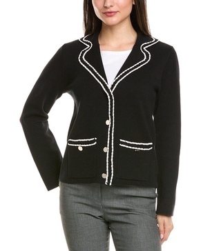 Anne Klein Notch Collar Braided-Trim Blazer