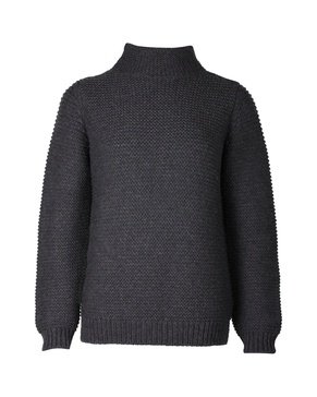 chunky knit turtleneck sweater in charcoal merino wool