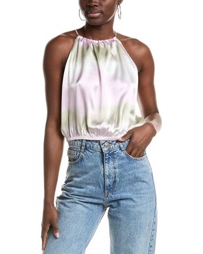 cropped silk halter top