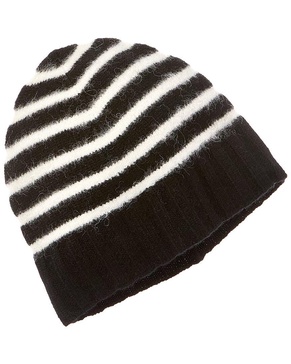 cashmere fuzzy stripe cashmere beanie
