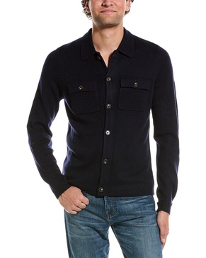 button front wool & cashmere-blend shirt