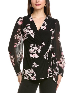 smocked sleeve wrap top
