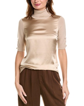 satin front wool & cashmere-blend sweater