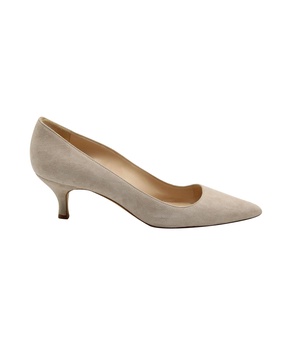 kitten heel pumps in grey suede