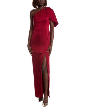 satin one-shoulder gown