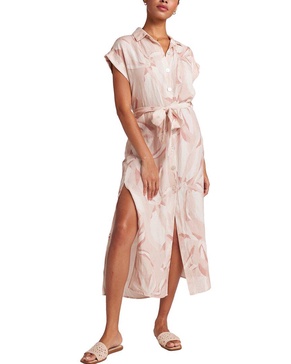 Bella Dahl Cap Sleeve Linen-Blend Midi Shirtdress