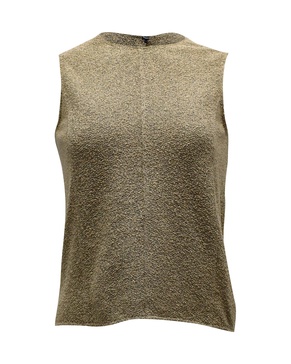 sleeveless terry top in beige cotton polyester