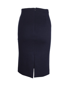 knee-length pencil skirt in navy blue wool