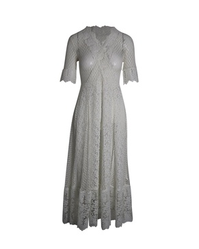 revanti lace midi dress in white cotton