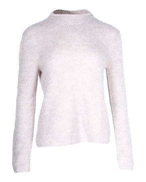 mock-neck sweater in beige alpaca wool