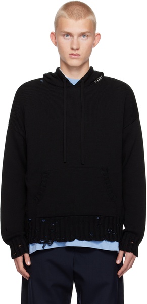 Black Dishevelled Mending Hoodie