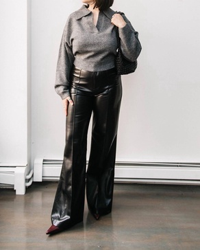 faux leather trouser in black