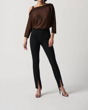 split hem slim leg pant in black