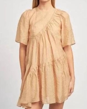 dee dee stripe baby doll dress in brown