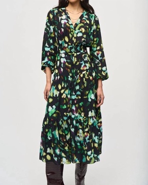 georgette maxi dress in black/multi