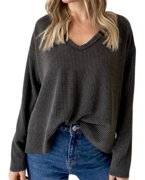 dolan v neck sweater in charcoal
