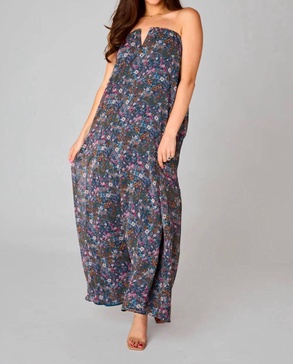 luca strapless maxi dress in hollyhock