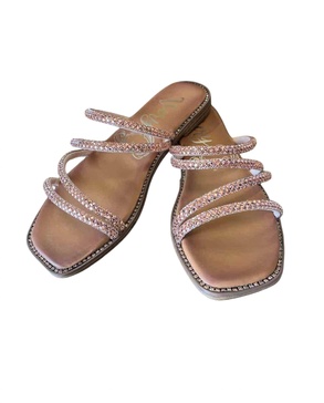 women's jackie criss cross rhinestone sandal in rose gold