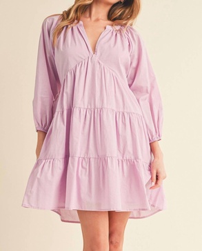 jenay tiered dress in lilac