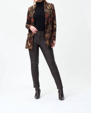 croc print pants in brown
