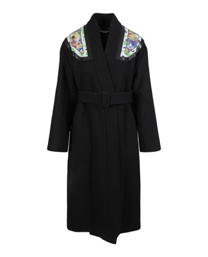 floral-print belted coat