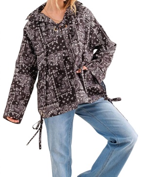 say we can bandana print windbreaker jacket in black