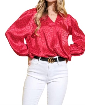 in your heart leopard blouse in red