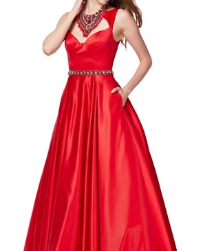 beaded prom dress in hot red