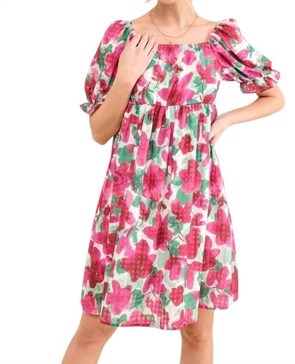 sunshine on your face floral dress in ivory/pink/green