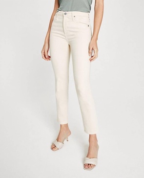 isabelle high waist crop jeans in ecru
