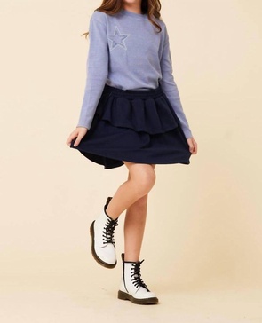 girl's layered skirt in navy