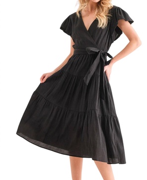leap of faith midi dress in black
