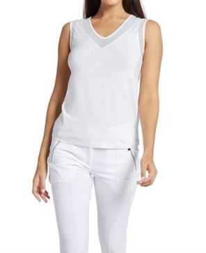 jackson short sleeve v-neck tank top in white