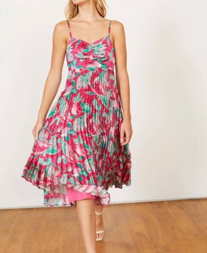 donna dress in raspberry floral