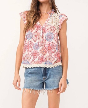 viola floral medallion top in multi print