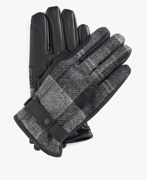 newbrough tartan gloves in black