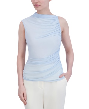 BCBGMAXAZRIA Women's Asymmetrical Neck Short Dolman Sleeves Pullover Drape Top