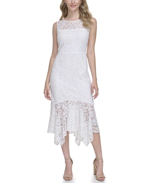 kensie Women's Sleeveless Lace Mermaid Midi Dress