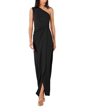 Calvin Klein Women's One Shoulder Gown with Waist Ruch