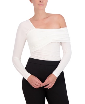 BCBGMAXAZRIA Women's Long Sleeve Asymmetrical Knit Top