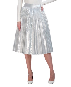 BCBGMAXAZRIA Women's Lame Pleated a Line Midi Skirt